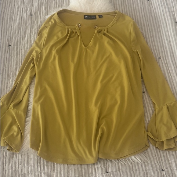 New York and company Olive Green Blouse with Pleated Details - Picture 1 of 3